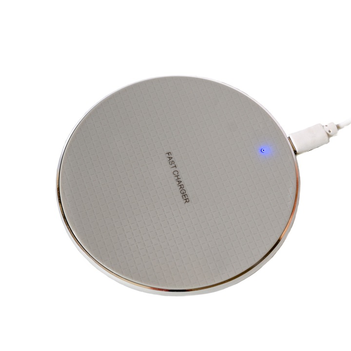 Incarcator wireless Fast Charge (incarcare rapida), Slim, Gri