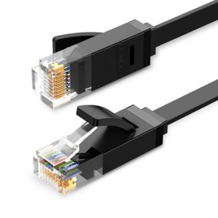 Кабел UGREEN Ethernet RJ45, Плосък мрежов, Cat.6, UTP, 5m Черен
