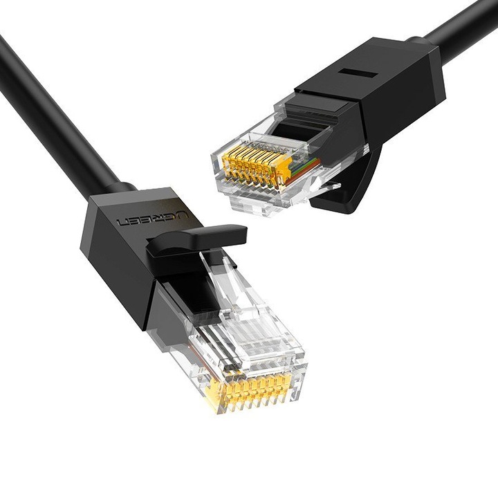 Кръгъл мрежов кабел, Cat.6, Utp, 8m черен Ugreen Ethernet Rj45