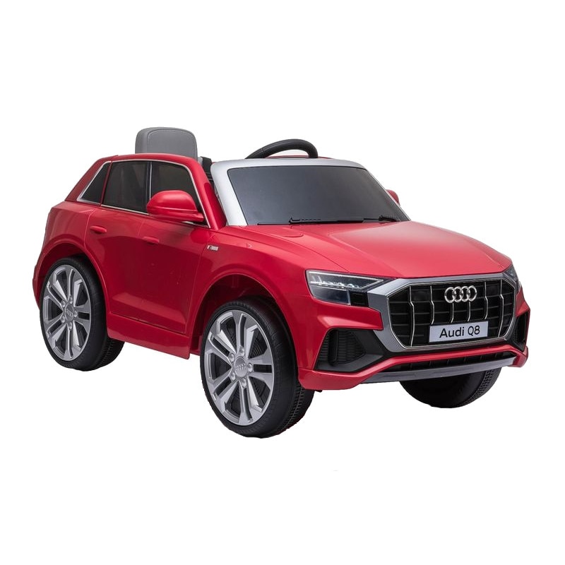 Masinuta electrica cu scaun de piele si roti din cauciuc EVA Audi Q8 Red