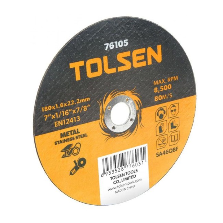 Tolsen lapos vágókorong (fém és rozsdamentes acél), 115 x 1.2 x 22 mm