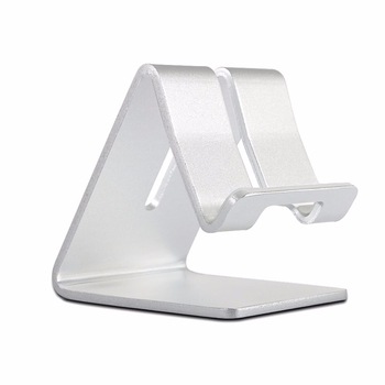 Suport universal de birou pentru telefon sau tableta, din aluminiu, argintiu Suport universal de birou pentru telefon sau tableta, din aluminiu, argintiu