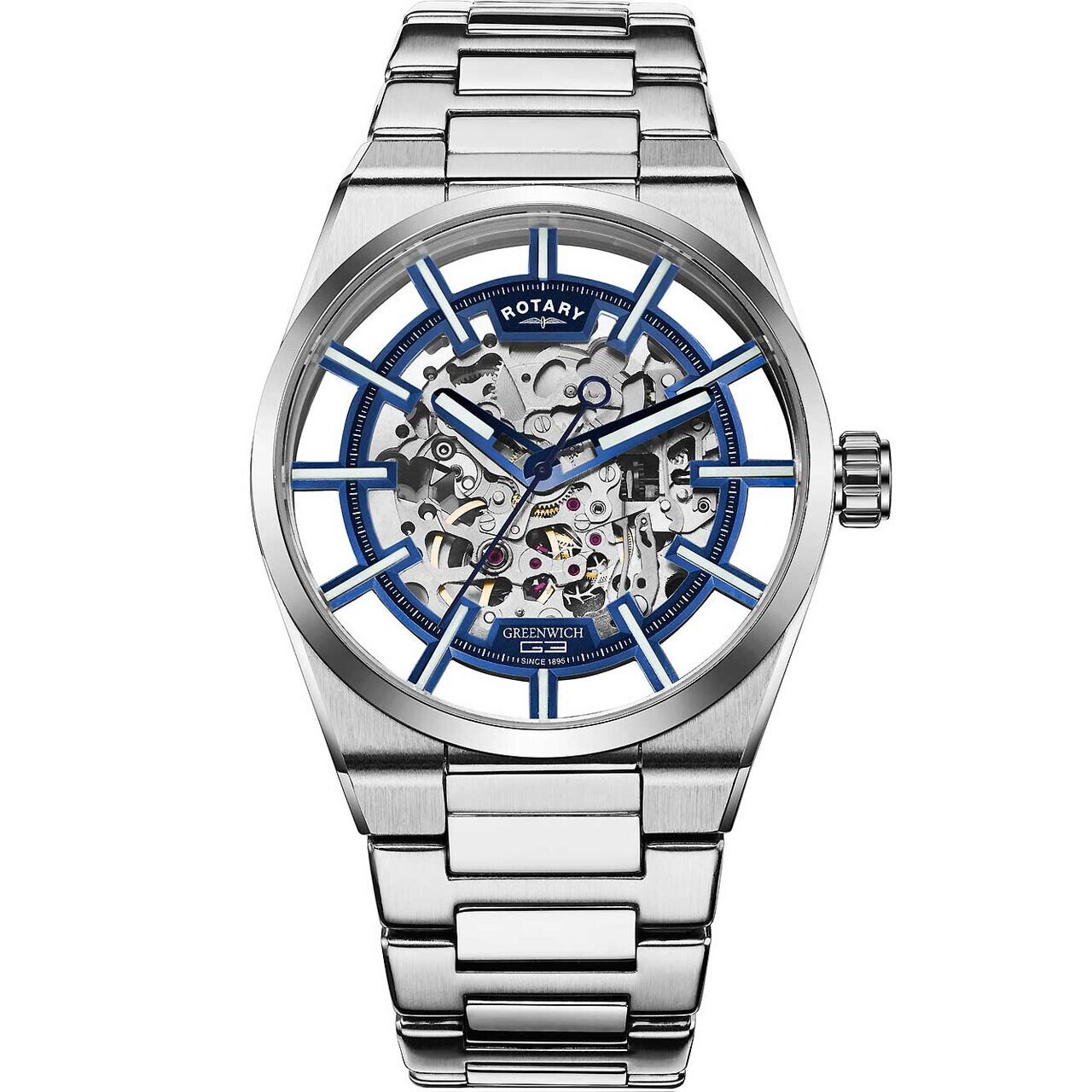 Ceas barbatesc Rotary GB05210/05, Automatic, 42mm, 5ATM, Argintiu