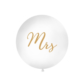 Balon Jumbo, Deco, Alb, inscriptionat cu auriu Mrs, 1m Balon Jumbo, Deco, Alb, inscriptionat cu auriu Mrs, 1m