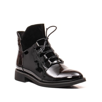 Botine casual dama, piele naturala lacuita, B972BL 9889, Negru Botine casual dama, piele naturala lacuita, B972BL 9889, Negru