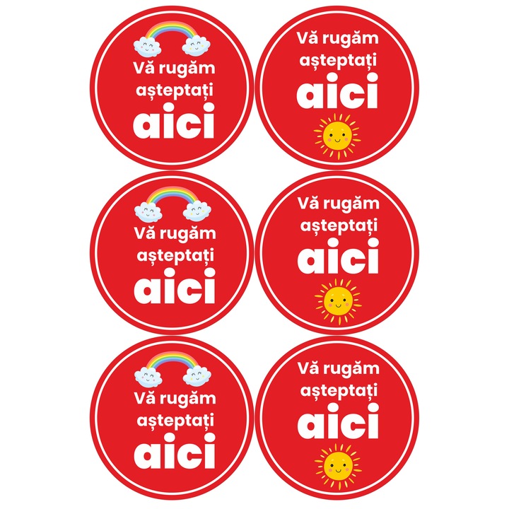 Set 6 stickere pentru podea, Curcubeul asteapta aici, Multicolor, 30 x 30cm