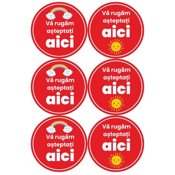 Set 6 stickere pentru podea, Curcubeul asteapta aici, Multicolor, 30 x 30cm Set 6 stickere pentru podea, Curcubeul asteapta aici, Multicolor, 30 x 30cm