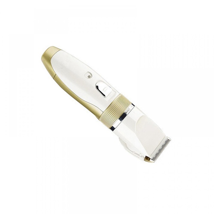 KlaussTech Professional Szőrzetvágó, Beépített trimmer, 4 különböző méretű fésű, Tartós acél pengék, Ergonomikus kialakítás, Fehér
