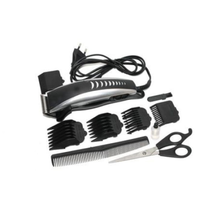 Clipper 220 V-os tápegységgel, KlaussTech ellenálló acél pengékkel, nyírótartozékok készlete, Ergonomikus kialakítás, Fekete szín