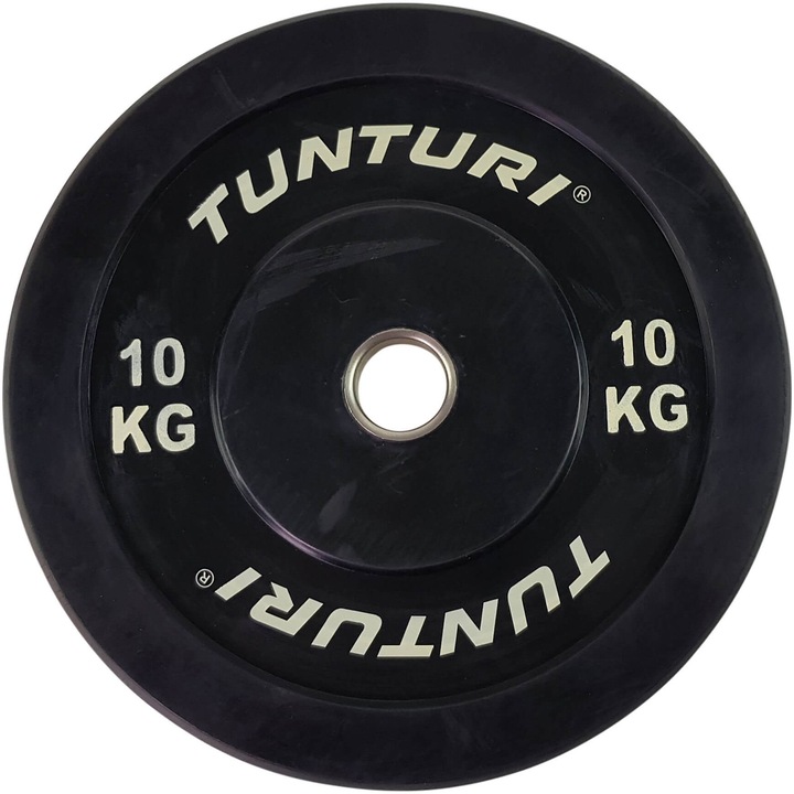 Тежест диск Tunturi Bumper, Гумено покритие, 10 кг, Черен