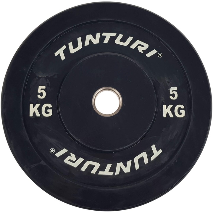 Тежест диск Tunturi Bumper, Гумено покритие, 5 кг, Черен