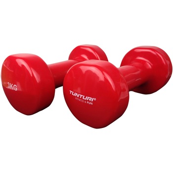 Gantere vinil Tunturi, 2 x 3 kg, rosu Gantere vinil Tunturi, 2 x 3 kg, rosu