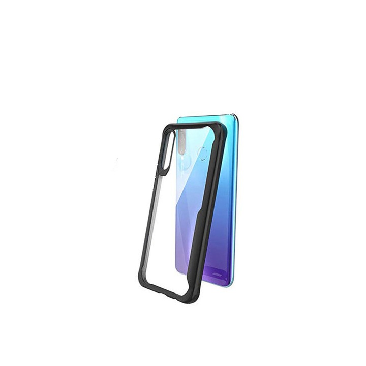 Huawei P30 Lite tok, AntiGravity, SILKASE, átlátszó / fekete színben