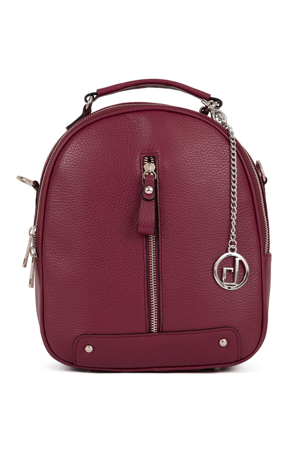 Lia Biassoni, Rucsac din piele cu accesoriu logo metalic Cerboli, Violet tyrian