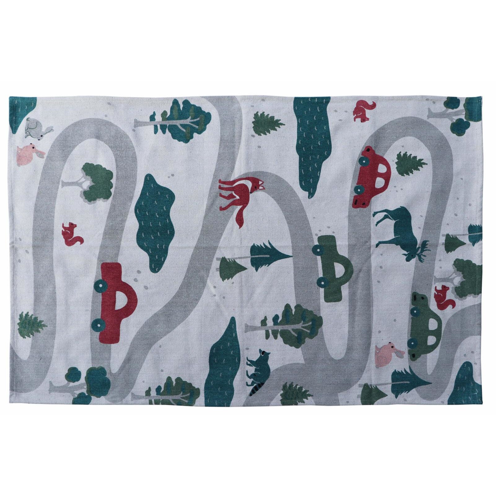 Covor copii printat traseu 120x160 cm, 100% bumbac, densitate 850 GSM, spate anti-alunecare