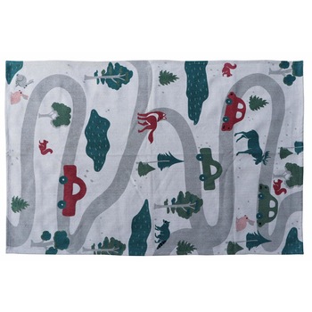 Covor copii printat traseu 120x160 cm, 100% bumbac, densitate 850 GSM, spate anti-alunecare Covor copii printat traseu 120x160 cm, 100% bumbac, densitate 850 GSM, spate anti-alunecare