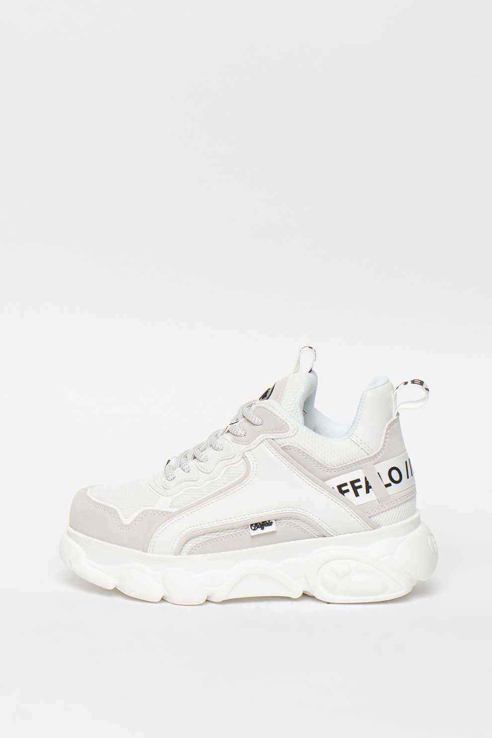 Buffalo, Pantofi sport de piele ecologica CLD Chai, Alb/Gri deschis, 40
