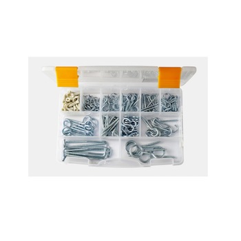 Set cutie 165 piese multifunctional - suruburi pentru prindere, tip O - C - S - L (diblu glont, surub tip O, surub tip C, surub tip L, carlig tip S) Set cutie 165 piese multifunctional - suruburi pentru prindere, tip O - C - S - L (diblu glont, surub tip O, surub tip C, surub tip L, carlig tip S)