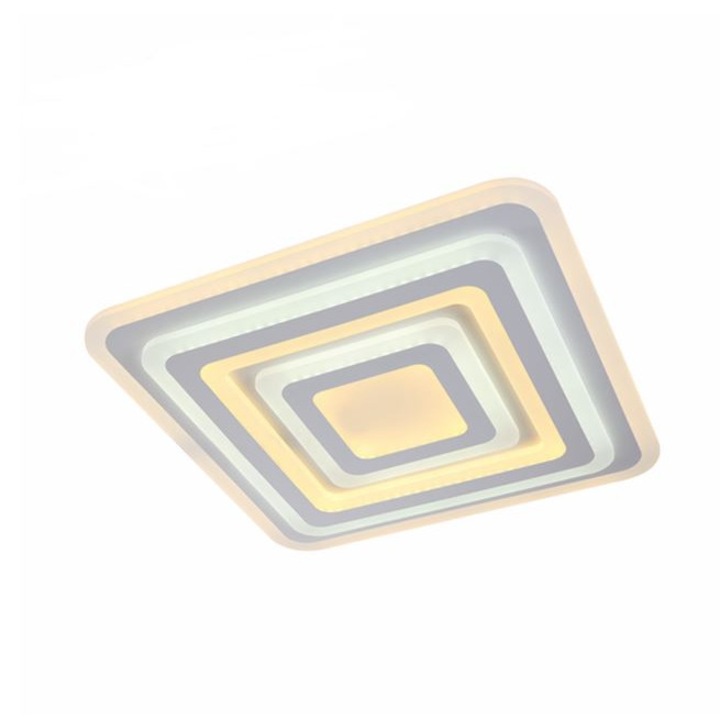 Полилей с вграден LED SLC Square, 88-176W, С приложение за телефон, Дистанционно управление, Топла/неутрална/студена светлина, Регулируема интензивност, 66 см, Бял, Енергиен клас G