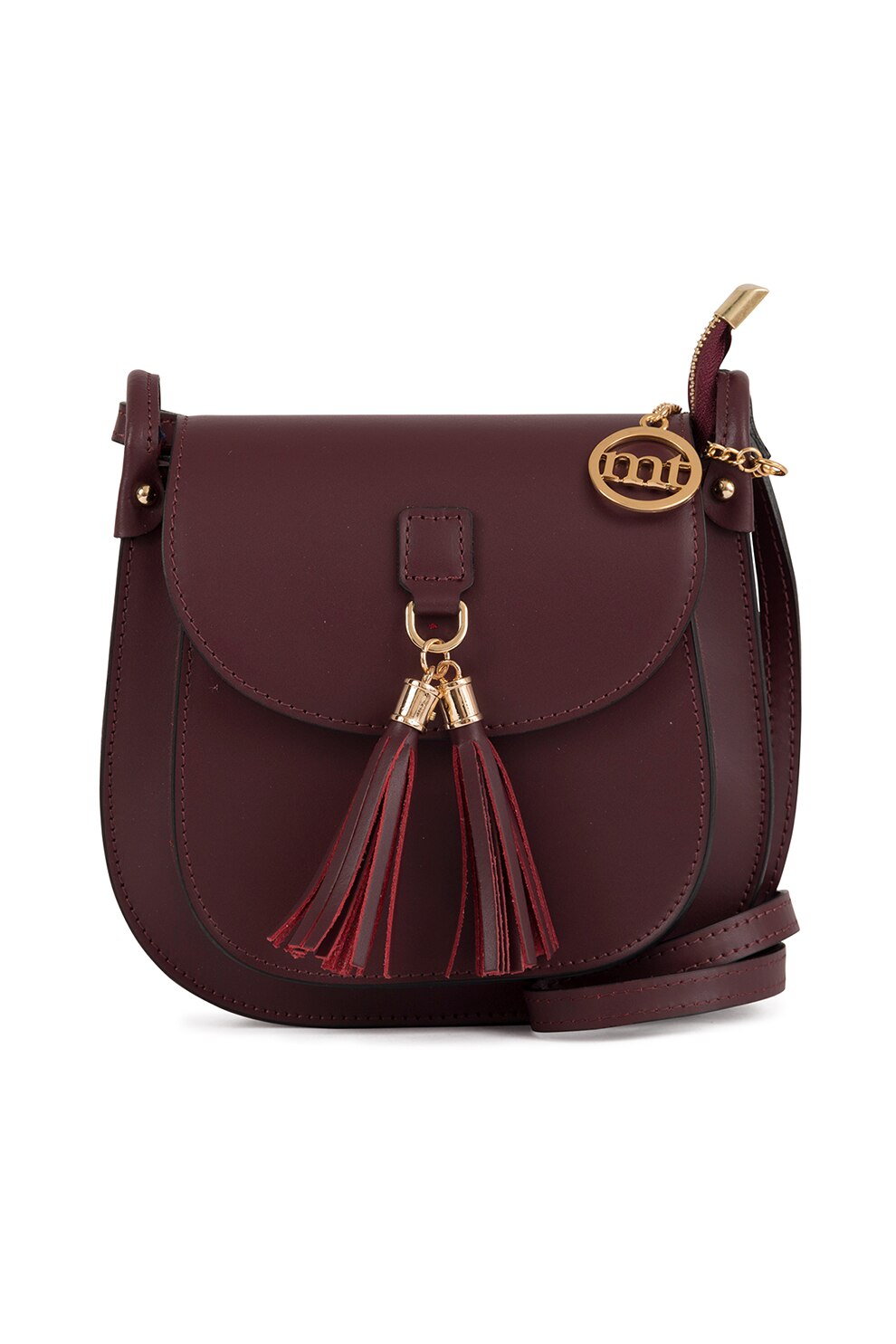 Mia Tomazzi, Geanta crossbody din piele Farsaglia, Violet pruna/Auriu