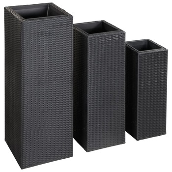 Set 3 jardiniere de gradina, vidaXL, Poliratan, 40 x 40 x 120 cm, Negru Set 3 jardiniere de gradina, vidaXL, Poliratan, 40 x 40 x 120 cm, Negru