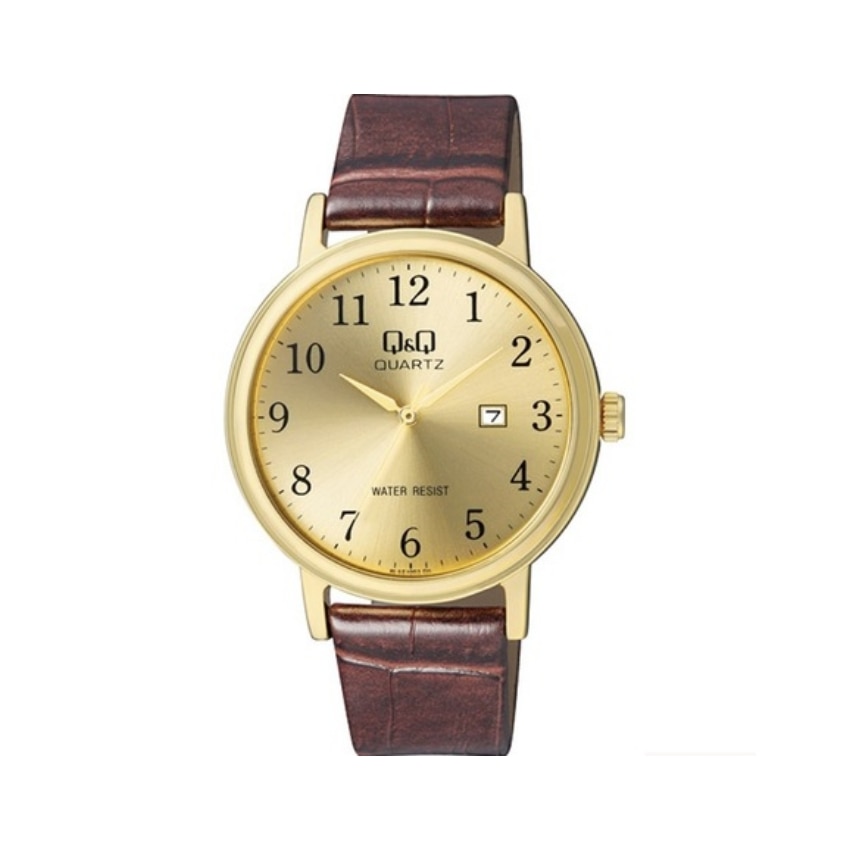Ceas barbatesc Q&Q casual clasic, din piele, maro
