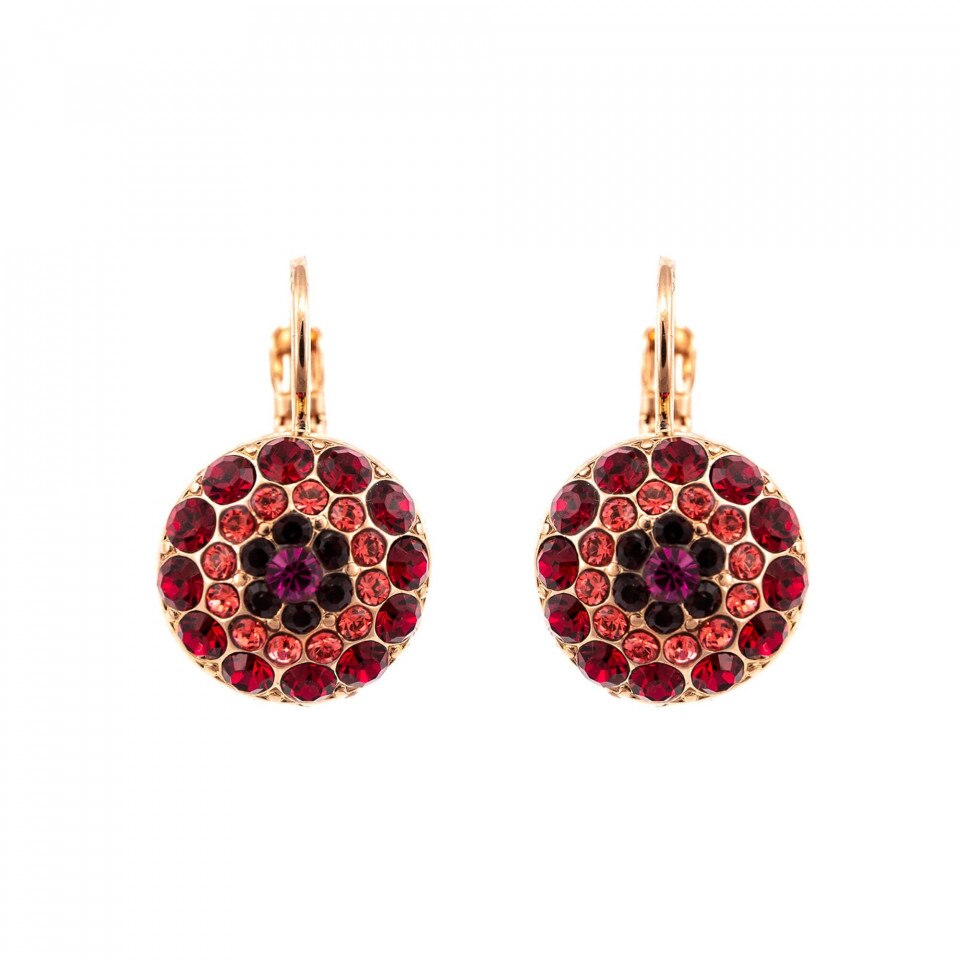 Cercei placati cu Aur roz de 24K, Cristale Swarovski, FireFly by Roxannes - Mariana Jewellery, Rosu 1141-2140RG6