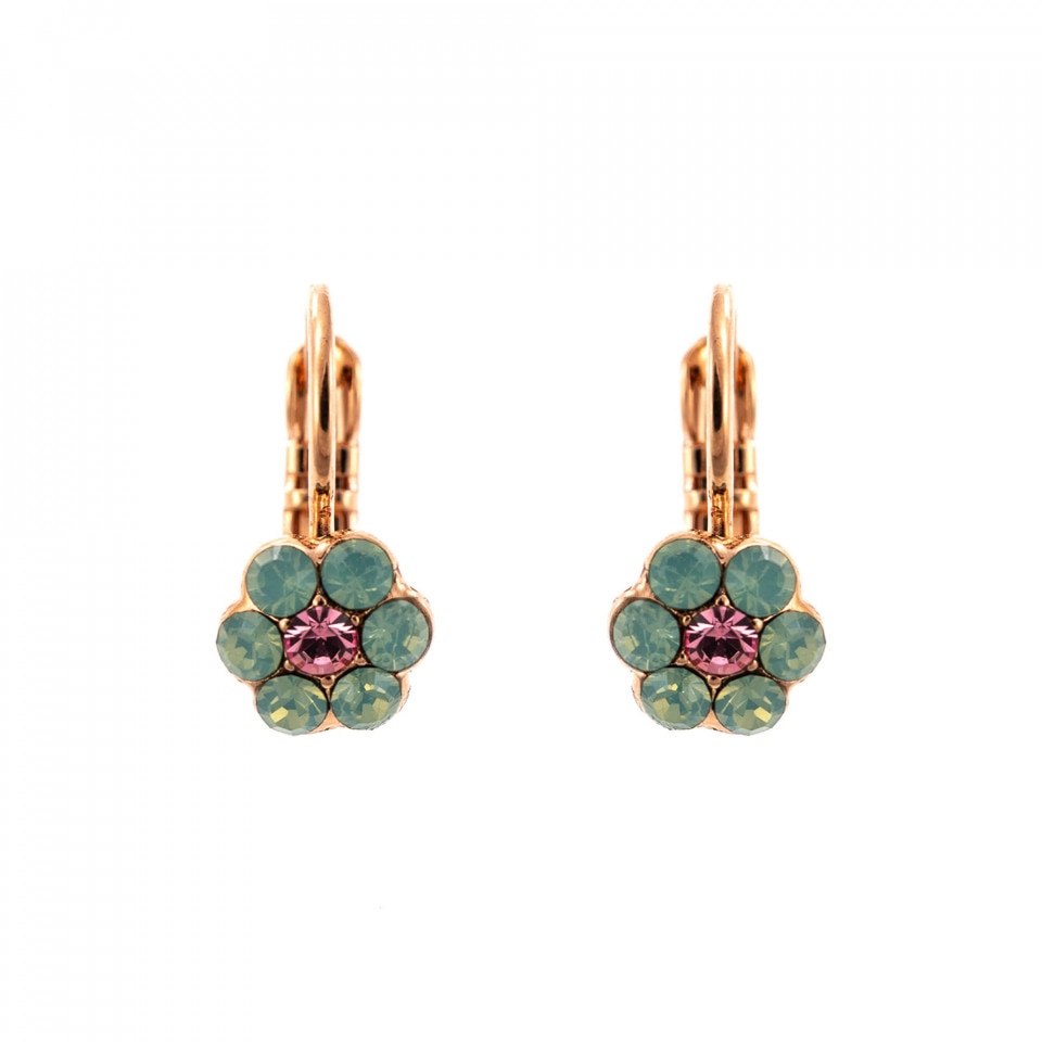 Cercei placati cu Aur roz de 24K, Cristale Swarovski, California Dreaming by Roxannes - Mariana Jewellery, Roz/Verde 1166/1-806RG6