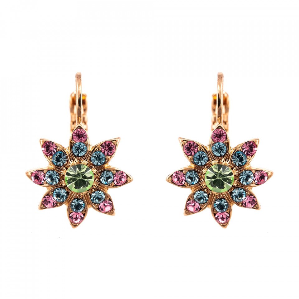 Cercei placati cu Aur roz de 24K, Cristale Swarovski, Spring Flowers by Roxannes - Mariana Jewellery, Multicolor 1227-2141RG6