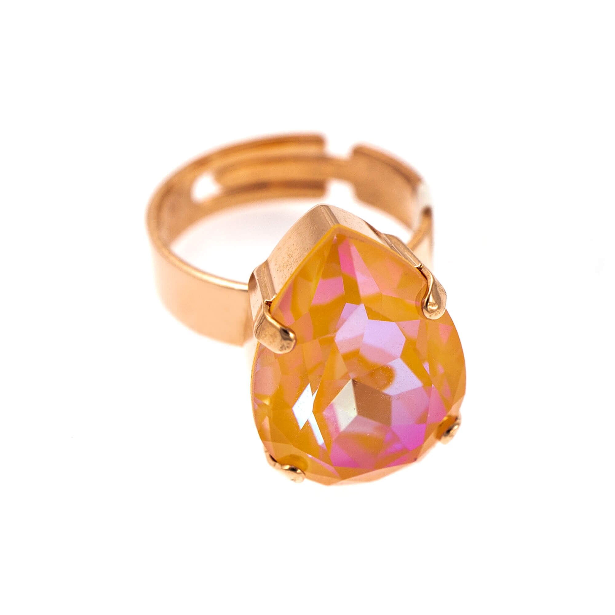 Inel placat cu Aur roz de 24K, Cristale, Painted Lady by Roxannes - Mariana Jewellery, Portocaliu 7098/5-140RG