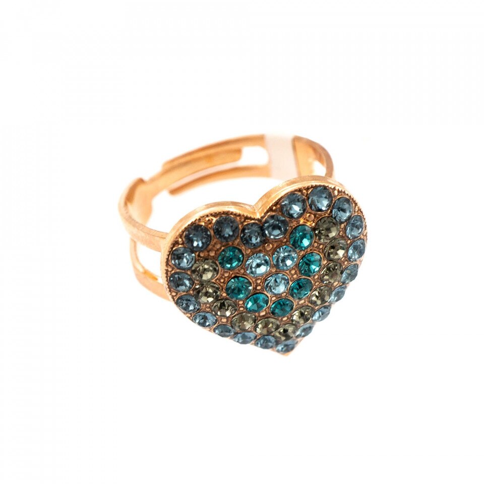 Inel placat cu Aur roz de 24K, Cristale Swarovski, Nightfall - Mystique by Roxannes - Mariana Jewellery, Albastru 7007/1-1114RG