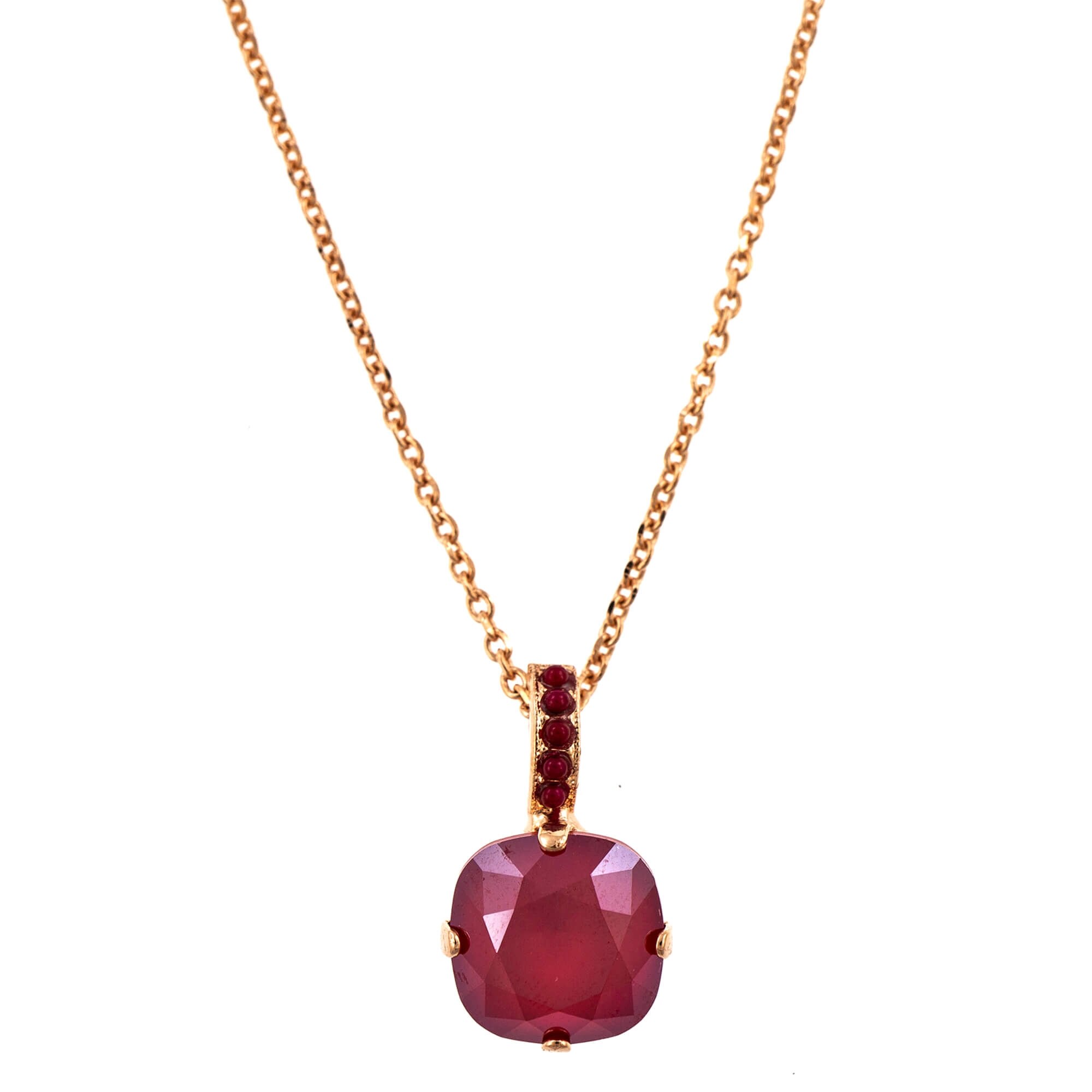 Pandantiv cu lant placat cu Aur roz de 24K, Cristale, Lady In Red by Roxannes - Mariana Jewellery, Rosu 5326/2-127250RG