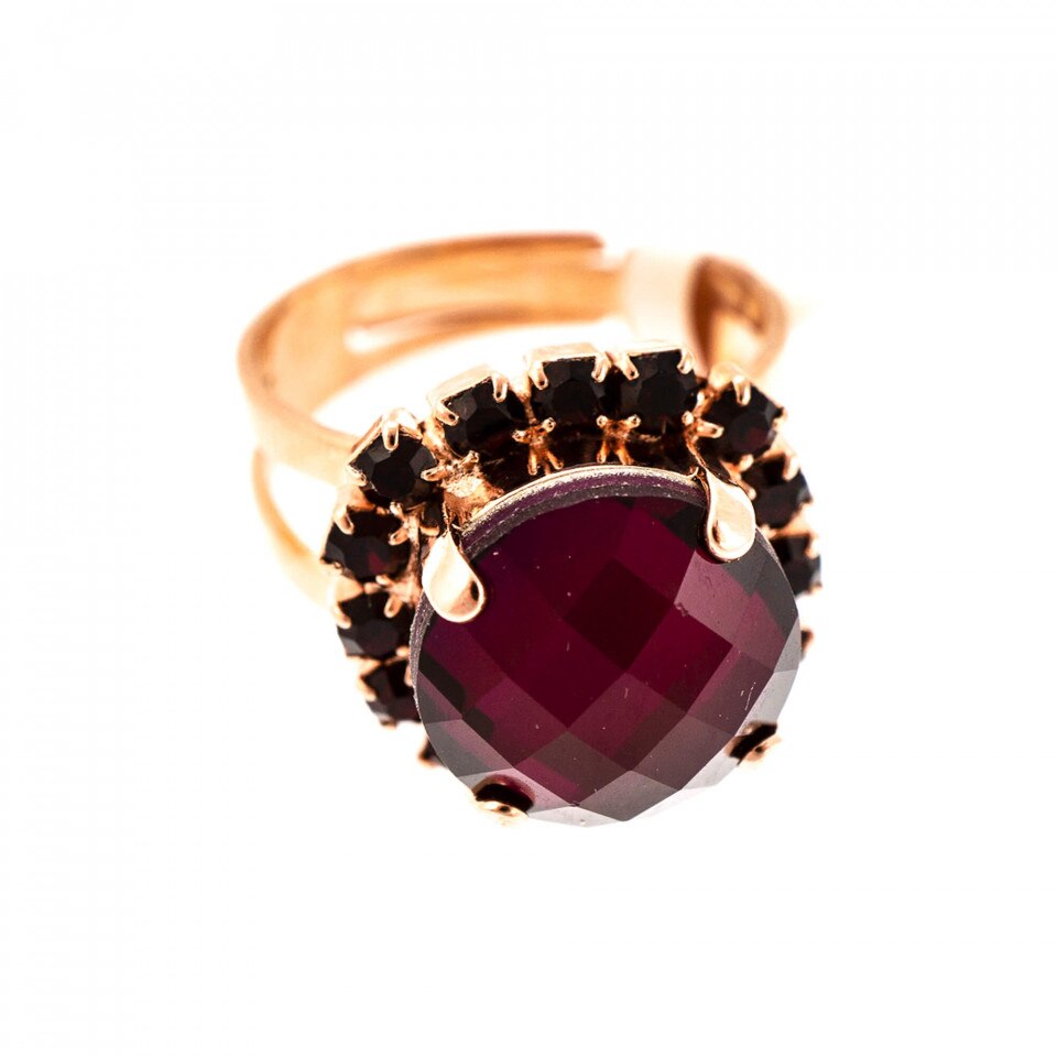 Inel placat cu Aur roz de 24K, Cristale Swarovski, FireFly by Roxannes - Mariana Jewellery, Rosu 7137/1-2140RG