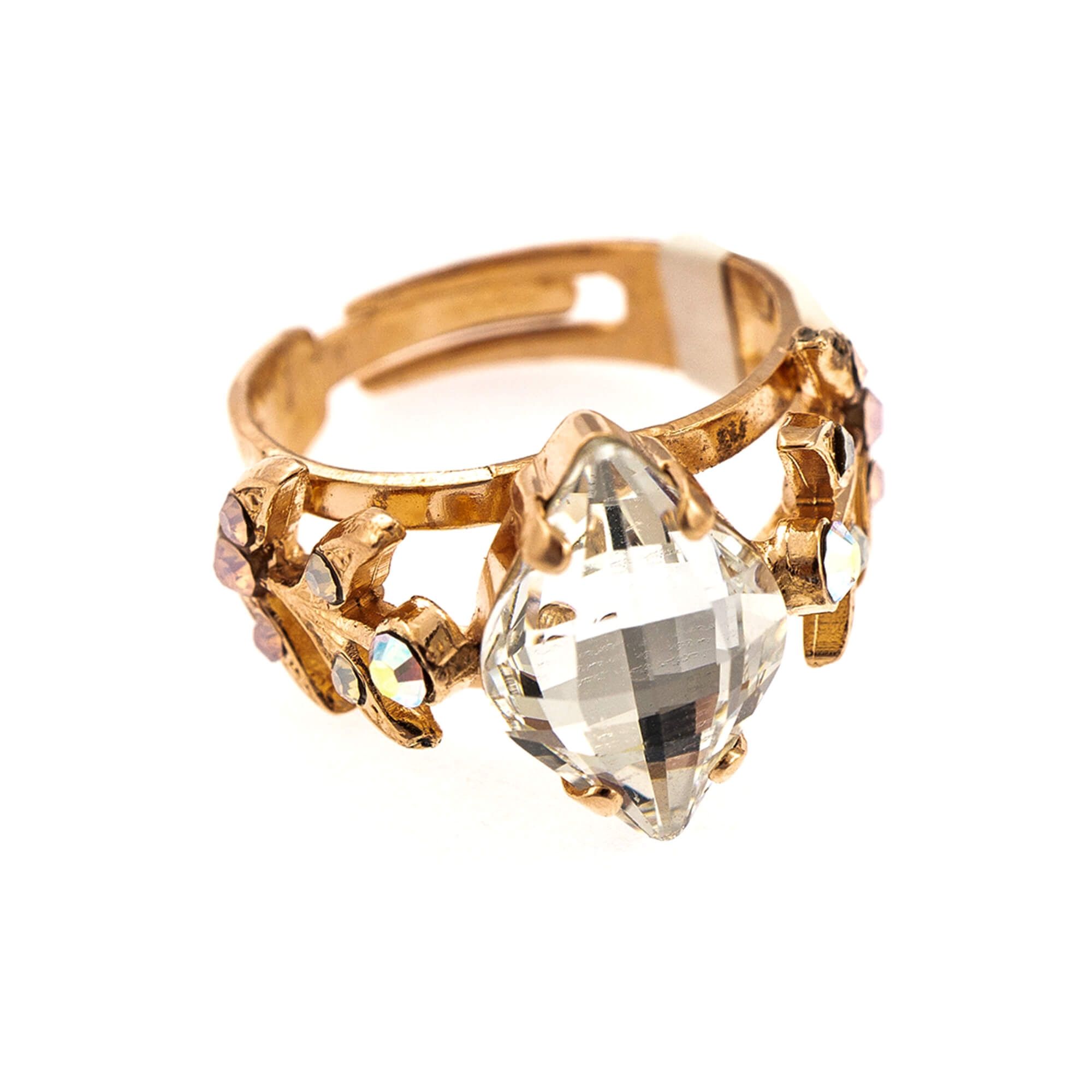 Inel placat cu Aur roz de 24K, Cristale, Aura by Roxannes - Mariana Jewellery, Alb/Roz 7628-1112RG