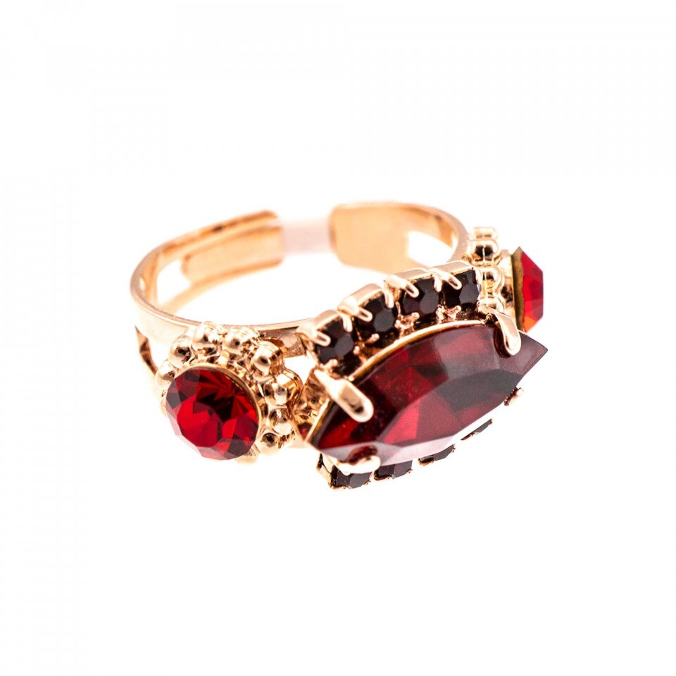 Inel placat cu Aur roz de 24K, Cristale Swarovski, Lady In Red by Roxannes - Mariana Jewellery, Rosu 7516-1070RG