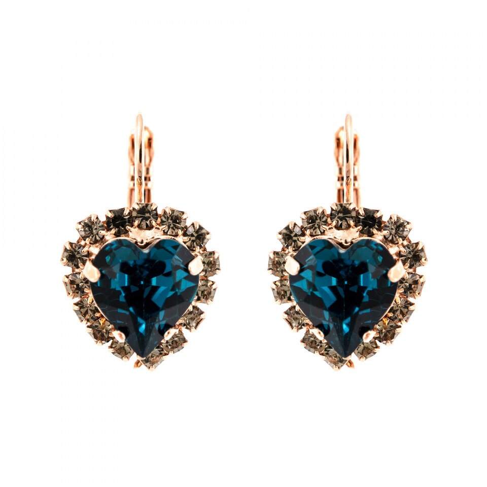 Cercei placati cu Aur roz de 24K, Cristale Swarovski, Nightfall - Mystique by Roxannes - Mariana Jewellery, Albastru 1100/14-215207RG6