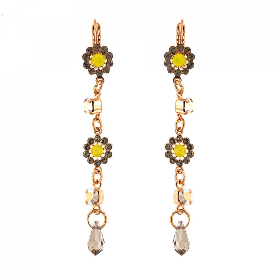 Cercei placati cu Aur roz de 24K, Cristale Swarovski, Lemon Emigrant by Roxannes - Mariana Jewellery, Multicolor 1111/3-1121RG6