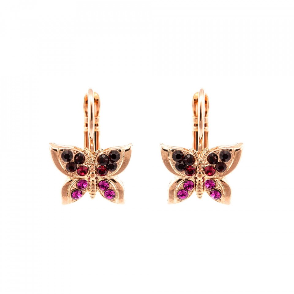 Cercei placati cu Aur roz de 24K, Cristale Swarovski, FireFly by Roxannes - Mariana Jewellery, Rosu 1155-2140RG6