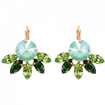 Cercei placati cu Aur roz de 24K, Cristale Swarovski, Fern by Roxannes - Mariana Jewellery, Verde 1238/3-2143RG6 Cercei placati cu Aur roz de 24K, Cristale Swarovski, Fern by Roxannes - Mariana Jewellery, Verde 1238/3-2143RG6