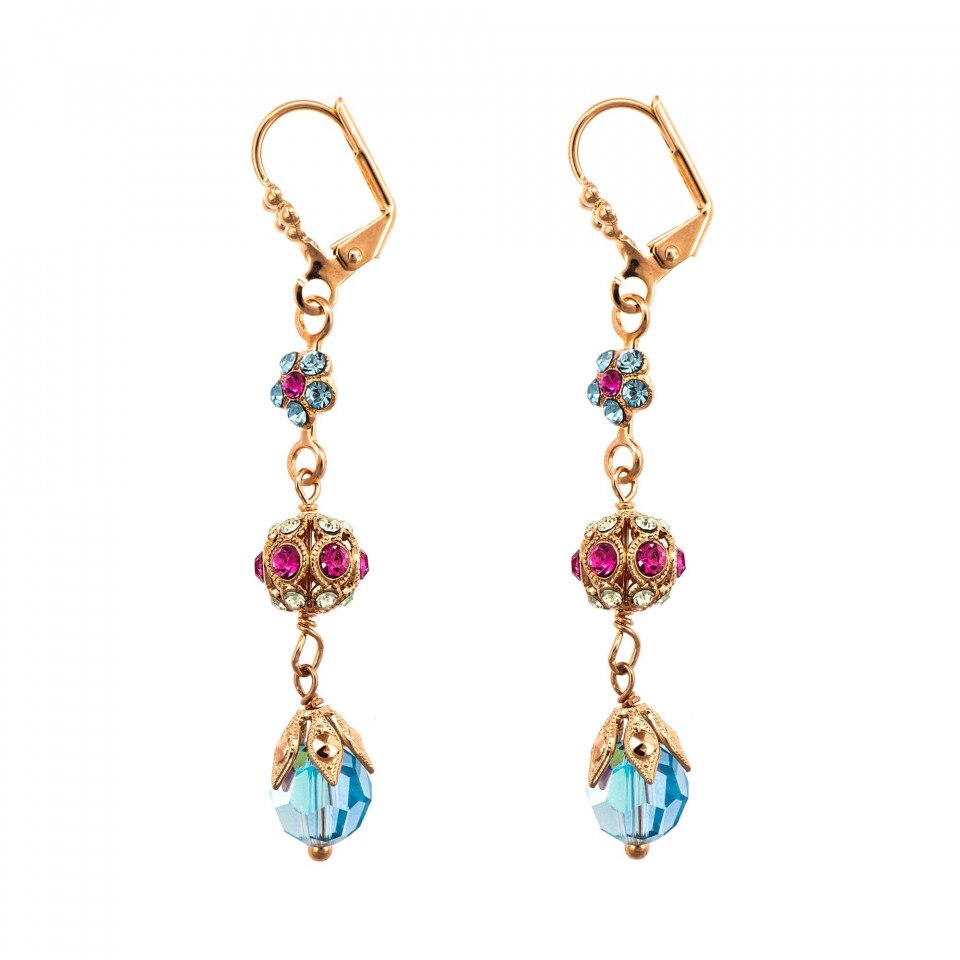 Cercei placati cu Aur roz de 24K, Cristale Swarovski, Spring Flowers by Roxannes - Mariana Jewellery, Multicolor 1134-2141RG1