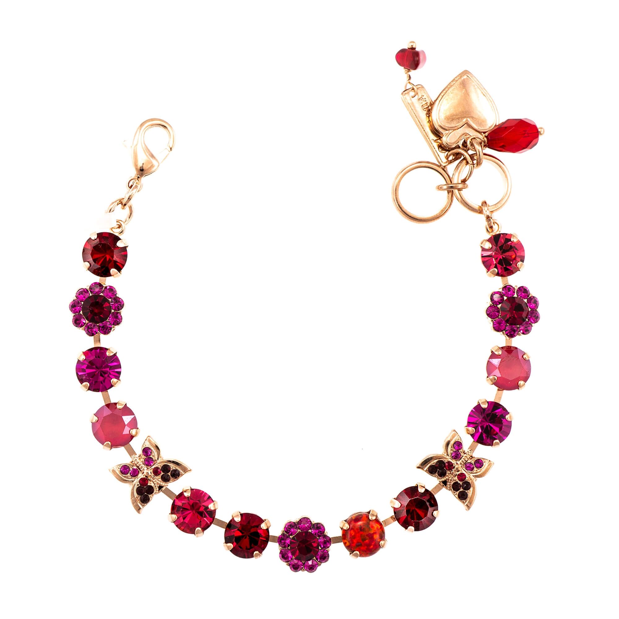 Bratara placata cu Aur roz de 24K, Cristale si pietre semipretioase, FireFly by Roxannes - Mariana Jewellery, Rosu 4063SO1-M2140RG