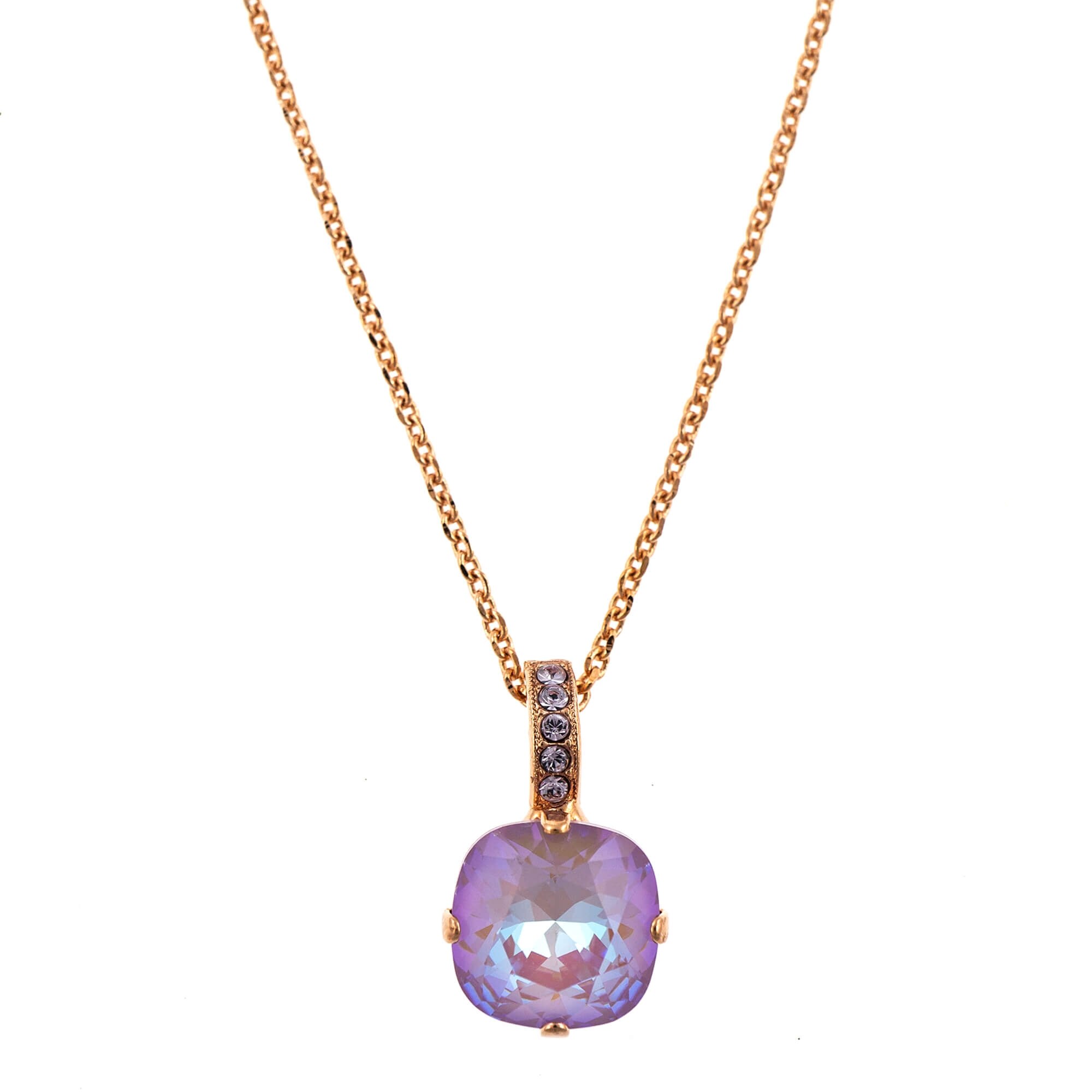 Pandantiv cu lant placat cu Aur roz de 24K, Cristale, Lavender - Botanica by Roxannes - Mariana Jewellery, Mov 5326/2-371144RG
