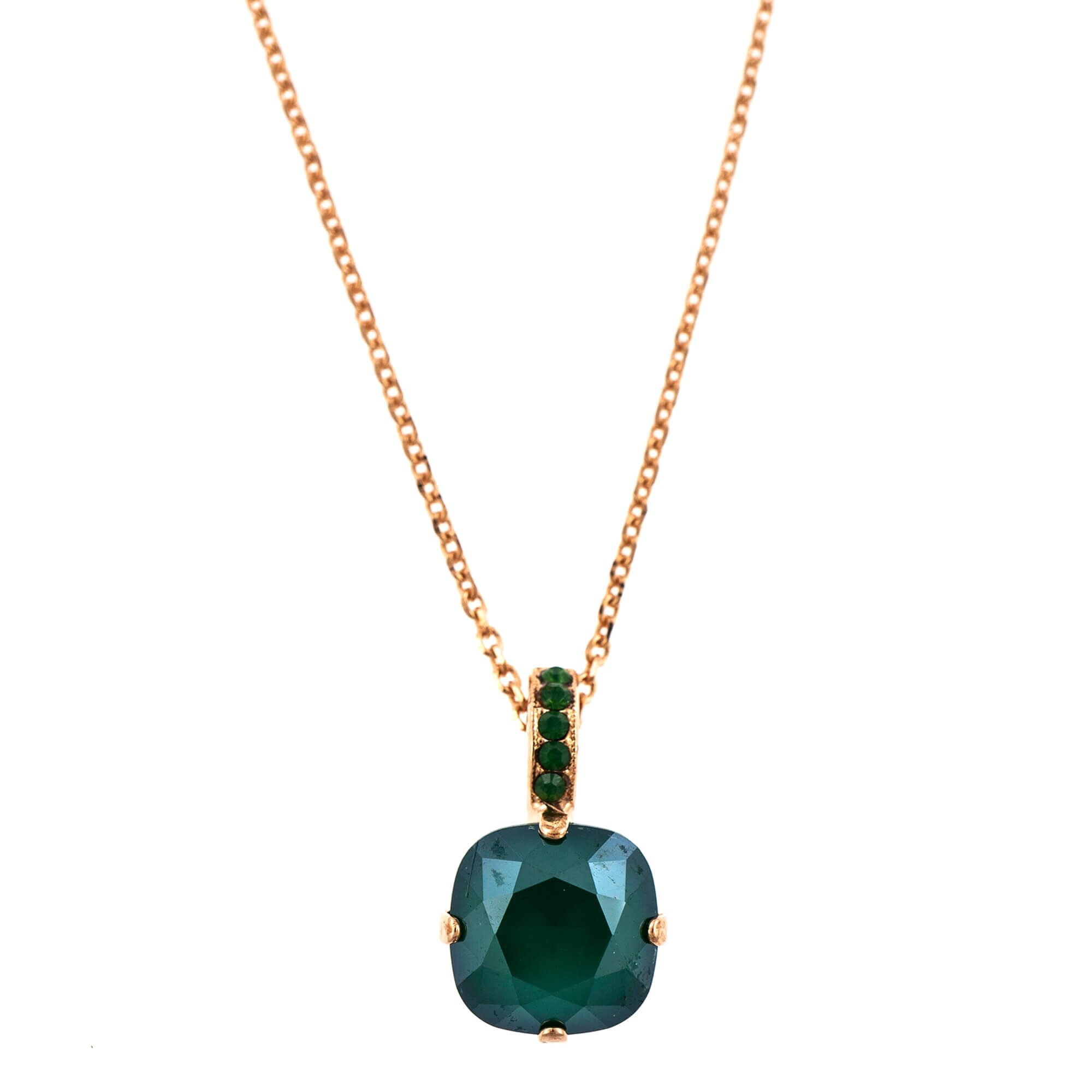 Pandantiv cu lant placat cu Aur roz de 24K, Cristale, Fern by Roxannes - Mariana Jewellery, Verde 5326/2-393252RG