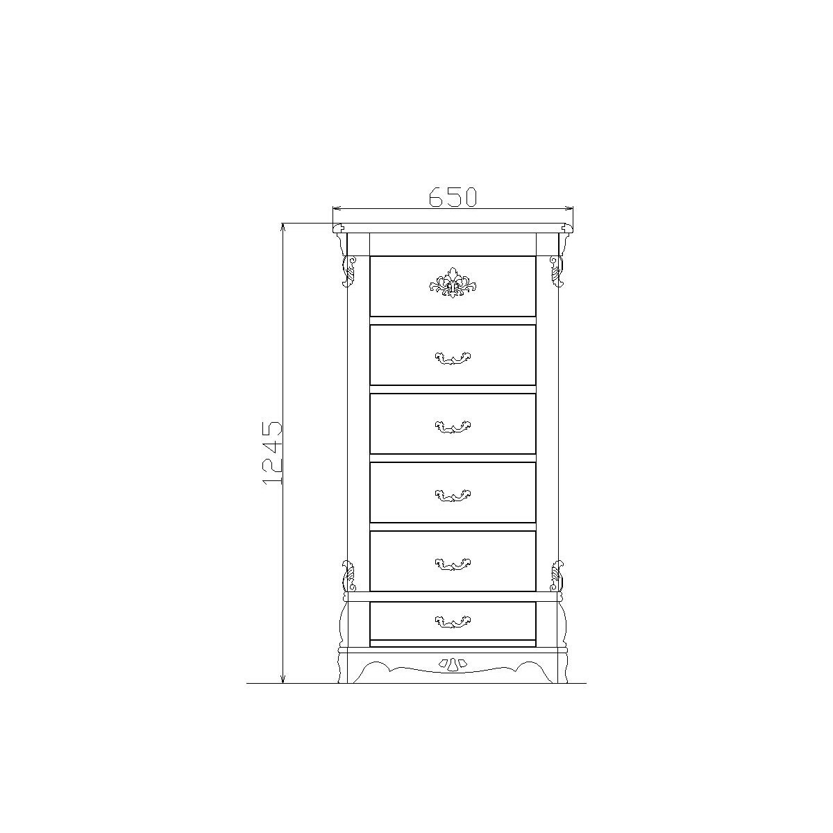 Comoda royal, 5 sertare, lemn masiv, alb roz, 65 x 124 cm - eMAG.ro