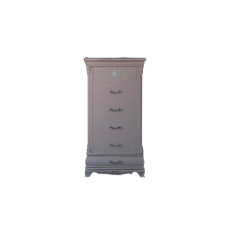 Comoda royal, 5 sertare, lemn masiv, alb roz, 65 x 124 cm - eMAG.ro