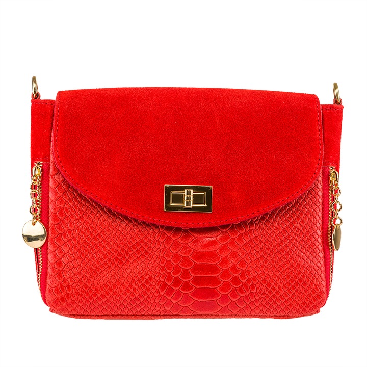 Дамско портмоне, кожа, Toro Nero, Беренис червено