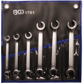 Set chei duble, inelare, cu inel deschis, pentru conducte frana, de la 8 x 10 la 17 x 19 mm, 6 buc, BGS 1761 Set chei duble, inelare, cu inel deschis, pentru conducte frana, de la 8 x 10 la 17 x 19 mm, 6 buc, BGS 1761
