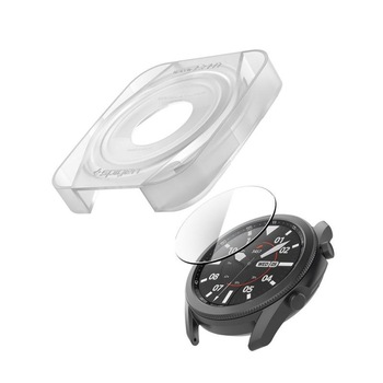 Folie sticla transparenta cu sistem de montare Spigen GLAS.tR EZ FIT Samsung Galaxy Watch 3 (45mm) 2-Pack