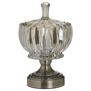 Bomboniera din sticla cu suport metalic Golden Crystal 15 cm x 26 cm Bomboniera din sticla cu suport metalic Golden Crystal 15 cm x 26 cm