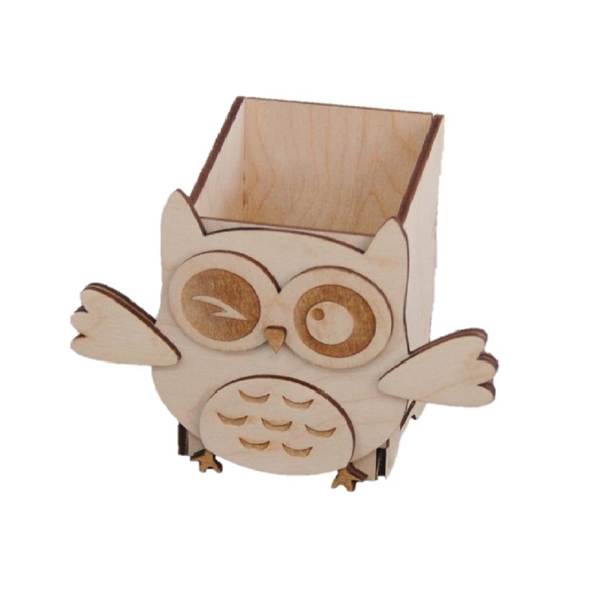 Organizator de birou din lemn / bufnita mica, 11x8 cm